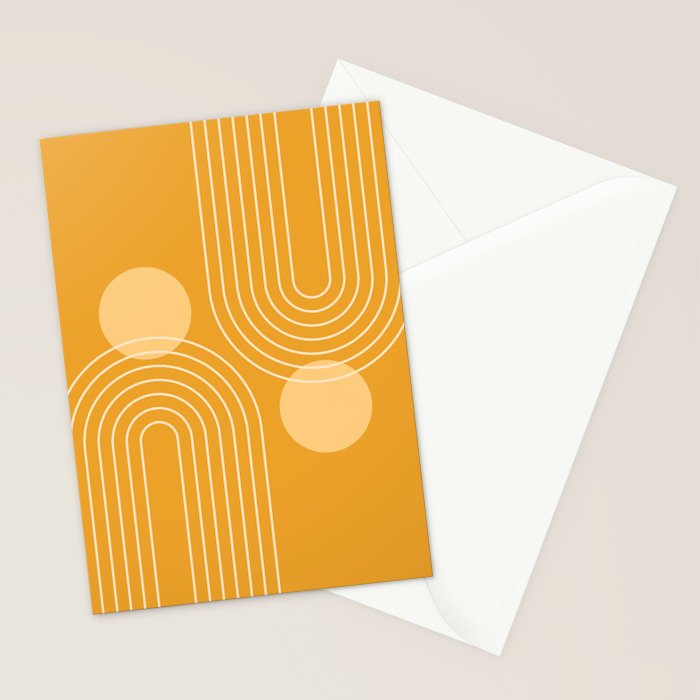 Mid Century Modern Geometric 118 in Yellow Gold Shades (Rainbow and Sun Abstraction) Stationery Card Gallery Image 2