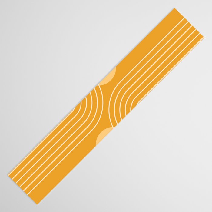 Mid Century Modern Geometric 118 in Yellow Gold Shades (Rainbow and Sun Abstraction) Table Runner Gallery Image 3