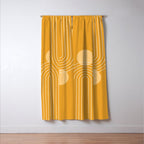 Mid Century Modern Geometric 118 in Yellow Gold Shades (Rainbow and Sun Abstraction) Window Curtain Gallery Image 3