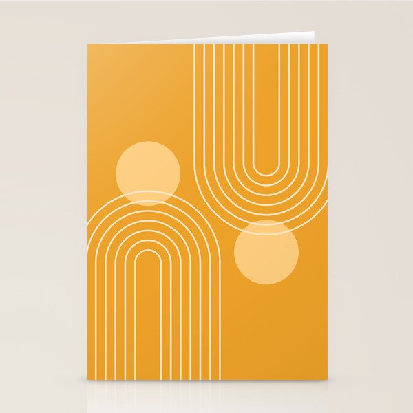 Mid Century Modern Geometric 118 in Yellow Gold Shades (Rainbow and Sun Abstraction) Stationery Card Gallery Image 2