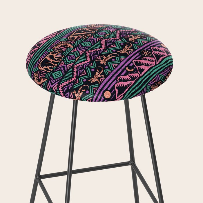 Mangatsika Mountain Stripe - Peach, Teal, Purple Stool Gallery Image 2