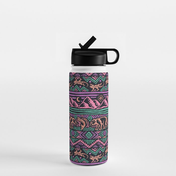 Mangatsika Mountain Stripe - Peach, Teal, Purple Water Bottle Gallery Image 1