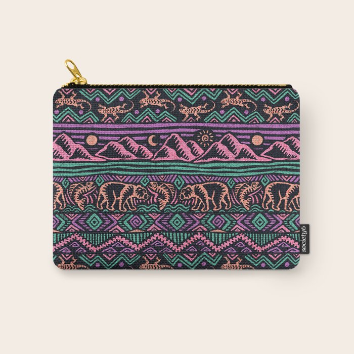 Mangatsika Mountain Stripe - Peach, Teal, Purple Carry All Pouch Gallery Image 1