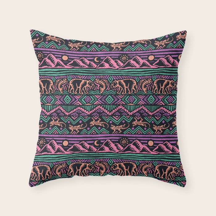 Mangatsika Mountain Stripe - Peach, Teal, Purple Throw Pillow Gallery Image 6