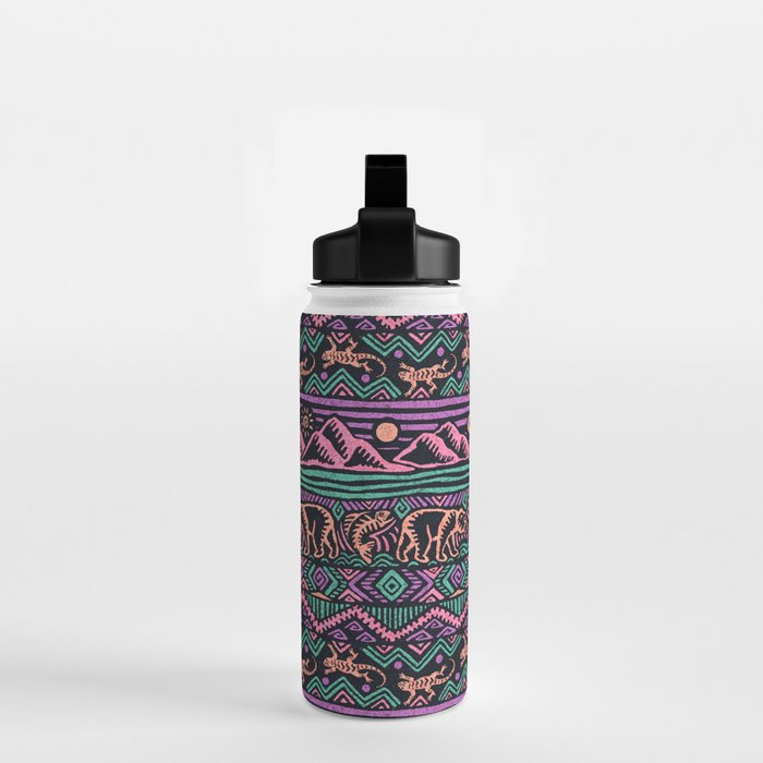 Mangatsika Mountain Stripe - Peach, Teal, Purple Water Bottle Gallery Image 2