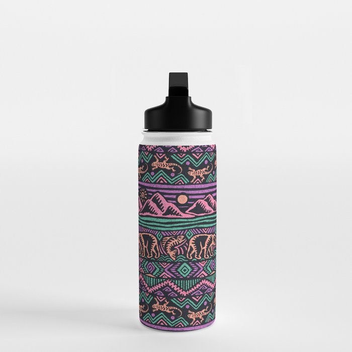 Mangatsika Mountain Stripe - Peach, Teal, Purple Water Bottle Gallery Image 3