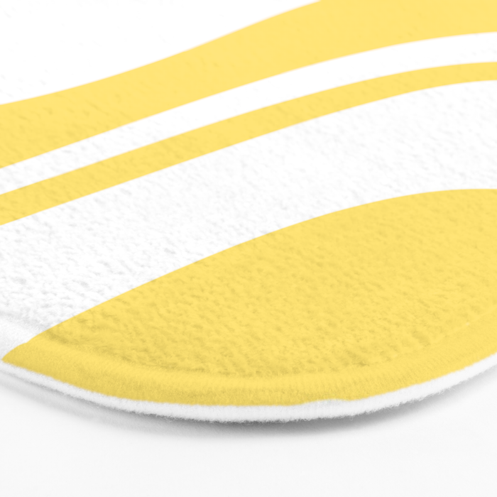 Retro Liquid Swirl Contemporary Abstract Pattern 2 in Yellow and White Bath Mat Gallery Image 3