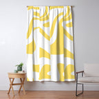 Retro Liquid Swirl Contemporary Abstract Pattern 2 in Yellow and White Window Curtain Gallery Image 5
