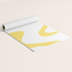 Retro Liquid Swirl Contemporary Abstract Pattern 2 in Yellow and White Yoga Mat Gallery Image 2