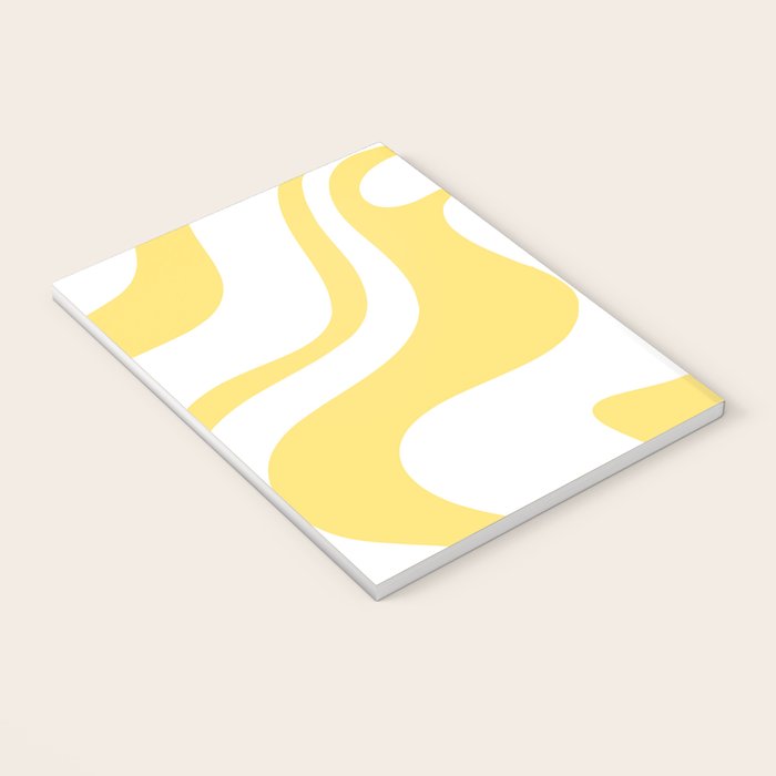 Retro Liquid Swirl Contemporary Abstract Pattern 2 in Yellow and White Notebook Gallery Image 3