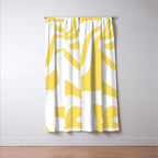 Retro Liquid Swirl Contemporary Abstract Pattern 2 in Yellow and White Window Curtain Gallery Image 3