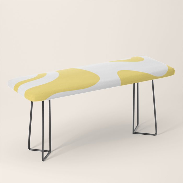 Retro Liquid Swirl Contemporary Abstract Pattern 2 in Yellow and White Bench Gallery Image 1