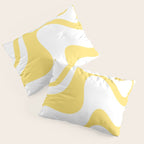 Retro Liquid Swirl Contemporary Abstract Pattern 2 in Yellow and White Pillow Sham Gallery Image 3