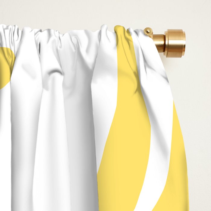 Retro Liquid Swirl Contemporary Abstract Pattern 2 in Yellow and White Window Curtain Gallery Image 2