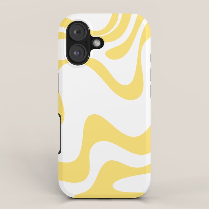 Retro Liquid Swirl Contemporary Abstract Pattern 2 in Yellow and White iPhone Case Gallery Image 1