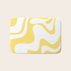 Retro Liquid Swirl Contemporary Abstract Pattern 2 in Yellow and White Bath Mat Gallery Image 1
