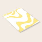 Retro Liquid Swirl Contemporary Abstract Pattern 2 in Yellow and White Notebook Gallery Image 2