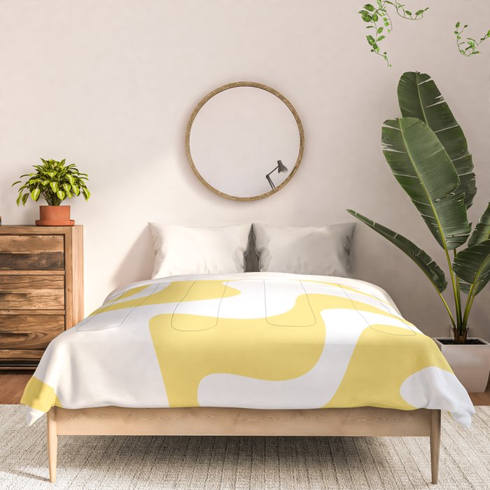 Retro Liquid Swirl Contemporary Abstract Pattern 2 in Yellow and White Comforter Gallery Image 3