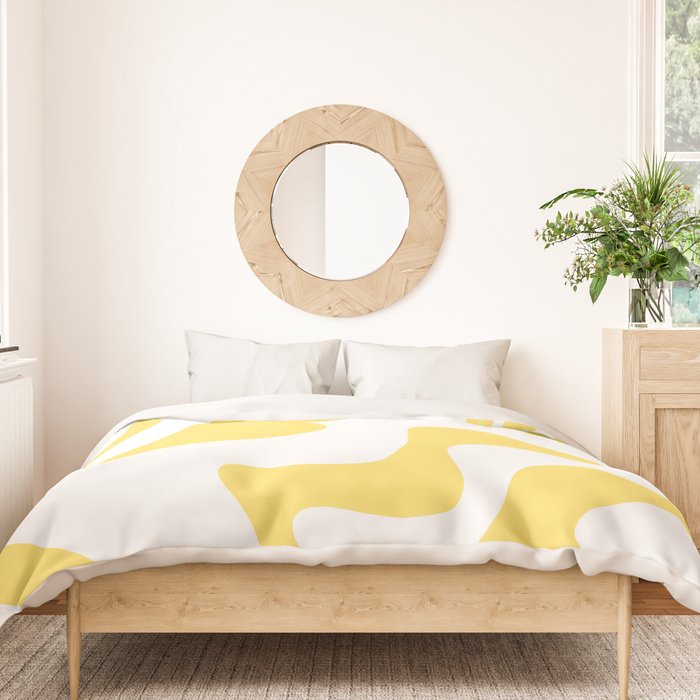 Retro Liquid Swirl Contemporary Abstract Pattern 2 in Yellow and White Duvet Cover Gallery Image 3