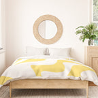 Retro Liquid Swirl Contemporary Abstract Pattern 2 in Yellow and White Duvet Cover Gallery Image 3