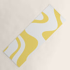 Retro Liquid Swirl Contemporary Abstract Pattern 2 in Yellow and White Yoga Mat Gallery Image 1
