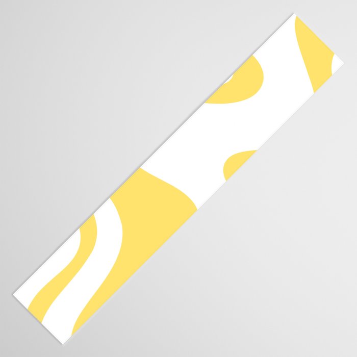 Retro Liquid Swirl Contemporary Abstract Pattern 2 in Yellow and White Table Runner Gallery Image 3