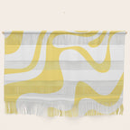 Retro Liquid Swirl Contemporary Abstract Pattern 2 in Yellow and White Wall Hanging Gallery Image 1