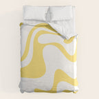 Retro Liquid Swirl Contemporary Abstract Pattern 2 in Yellow and White Duvet Cover Gallery Image 6