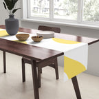 Retro Liquid Swirl Contemporary Abstract Pattern 2 in Yellow and White Table Runner Gallery Image 2