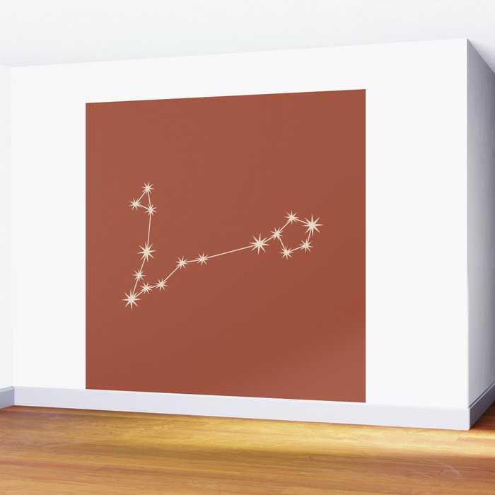 Pisces Zodiac Star Constellation Line Art Terracotta Red Wall Mural Gallery Image 2
