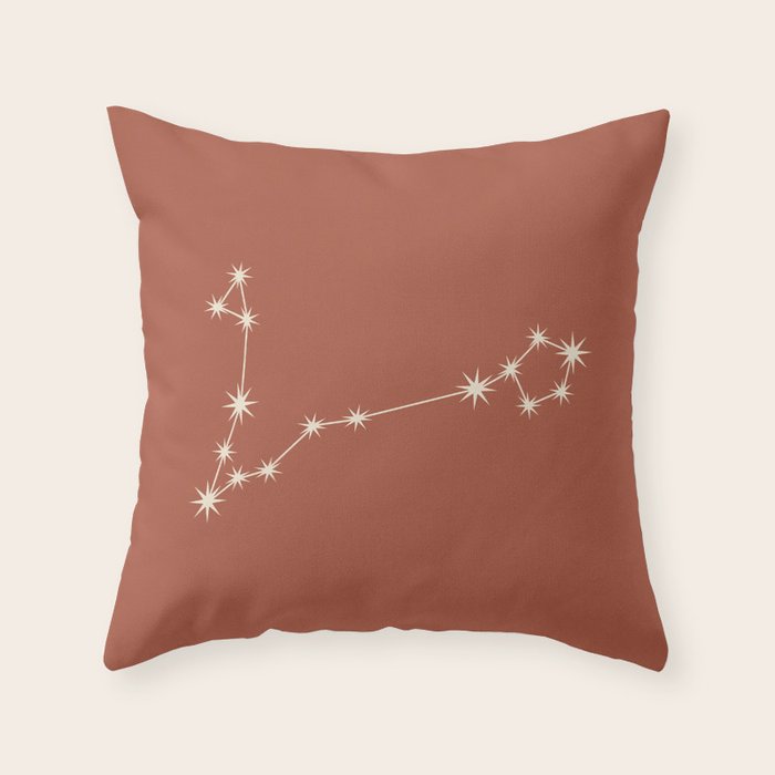 Pisces Zodiac Star Constellation Line Art Terracotta Red Throw Pillow Gallery Image 1