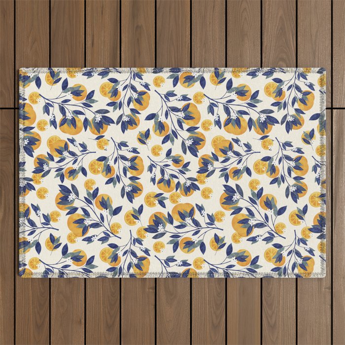 Mediterranean orange branch Outdoor Rug Gallery Image 1