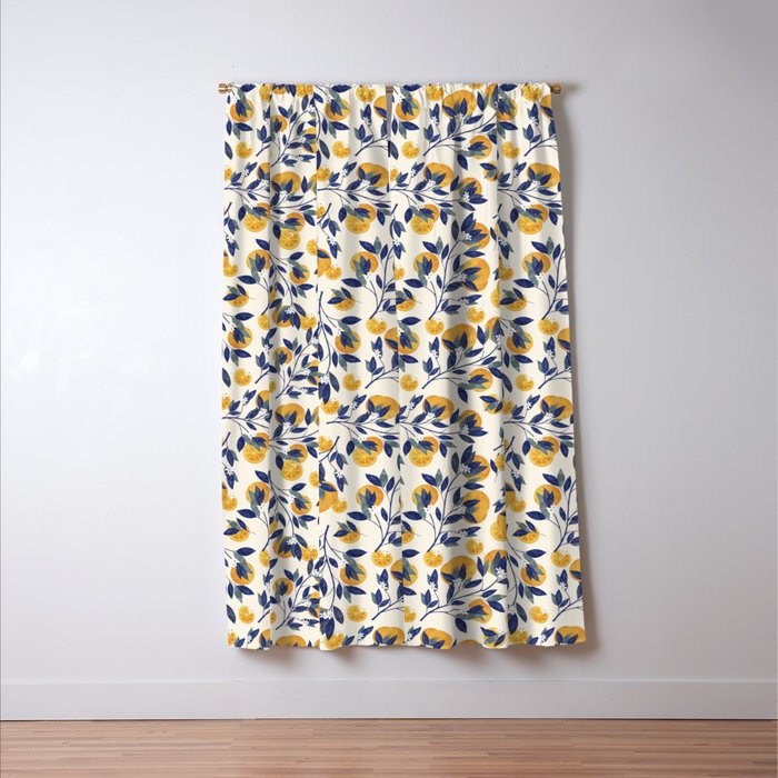 Mediterranean orange branch Window Curtain Gallery Image 3