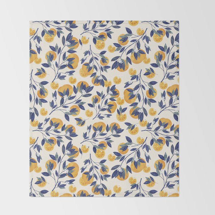 Mediterranean orange branch Throw Blanket Gallery Image 2