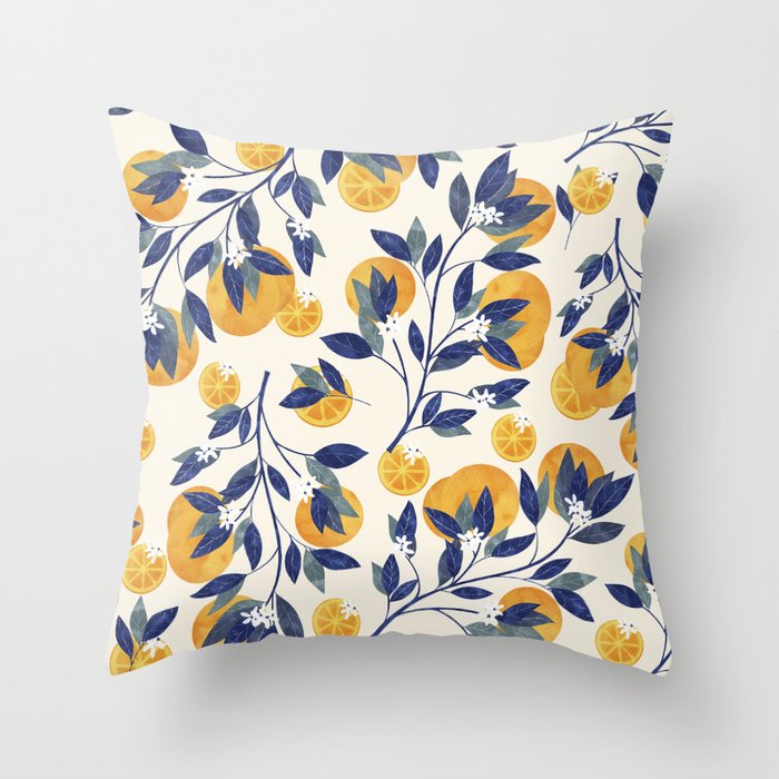 Mediterranean orange branch Throw Pillow Gallery Image 6