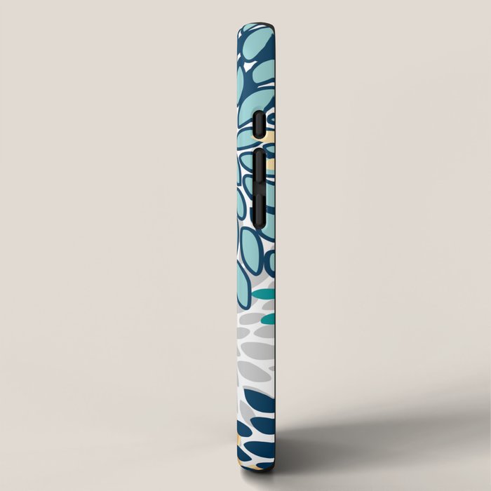 Floral Blooms, Yellow, Teal, Blue, Gray iPhone Case Gallery Image 2