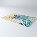 Floral Blooms, Yellow, Teal, Blue, Gray Rug Gallery Image 3