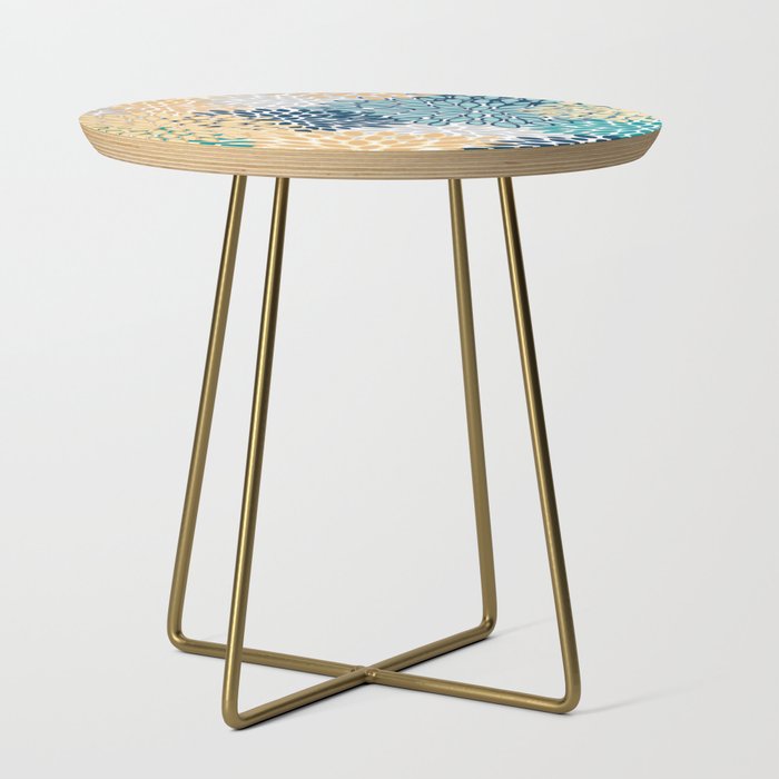 Floral Blooms, Yellow, Teal, Blue, Gray Side Table Gallery Image 1