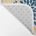 Floral Blooms, Yellow, Teal, Blue, Gray Bath Mat Gallery Image 2