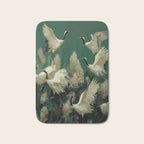Japanese Poster Heron chinoiserie Print Bird Wall Art asian Japandi Wall Art sage green Painting Bath Mat Gallery Image 1