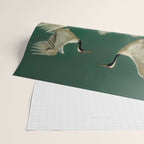 Japanese Poster Heron chinoiserie Print Bird Wall Art asian Japandi Wall Art sage green Painting Wrapping Paper Gallery Image 2