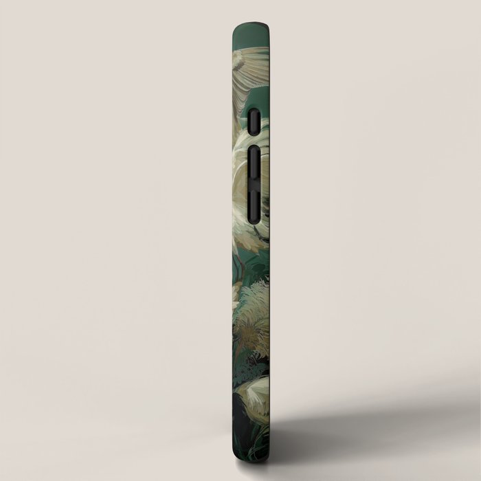 Japanese Poster Heron chinoiserie Print Bird Wall Art asian Japandi Wall Art sage green Painting iPhone Case Gallery Image 2