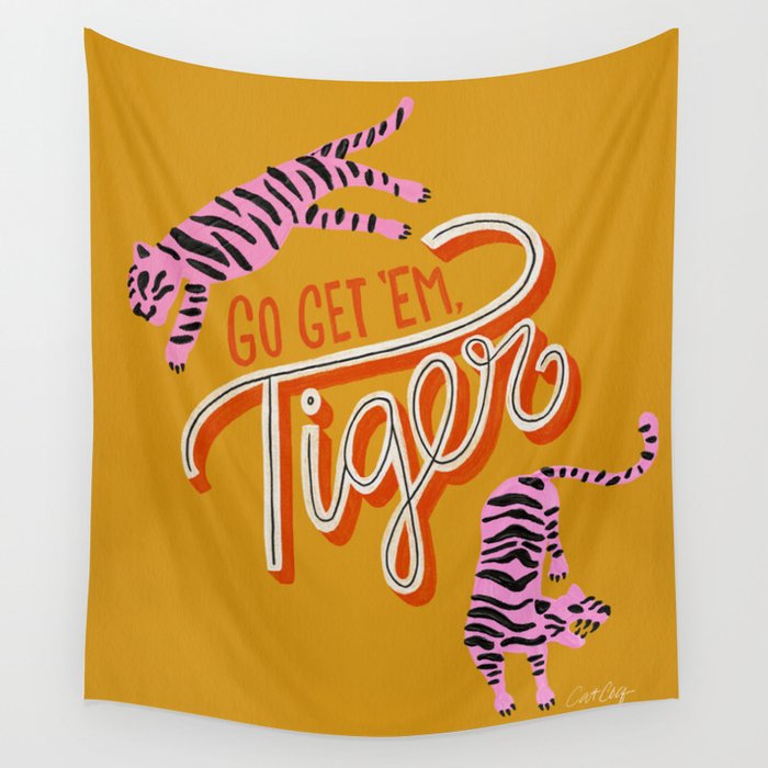 Go Get 'Em Tiger - Yellow Palette Wall Tapestry Gallery Image 4