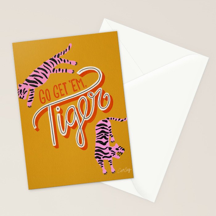 Go Get 'Em Tiger - Yellow Palette Stationery Card Gallery Image 2
