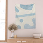 Light Blue Minimalist Artwork Wall Tapestry Gallery Image 2
