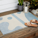 Light Blue Minimalist Artwork Outdoor Rug Gallery Image 2
