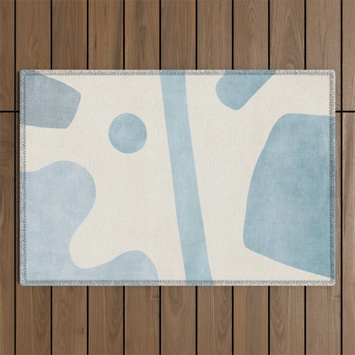 Light Blue Minimalist Artwork Outdoor Rug Gallery Image 1