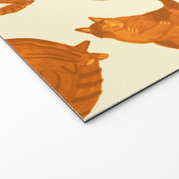 Sleepy Cozy Kitty Cats in Buttercup & Orange Welcome Mat Gallery Image 2