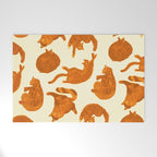 Sleepy Cozy Kitty Cats in Buttercup & Orange Welcome Mat Gallery Image 1