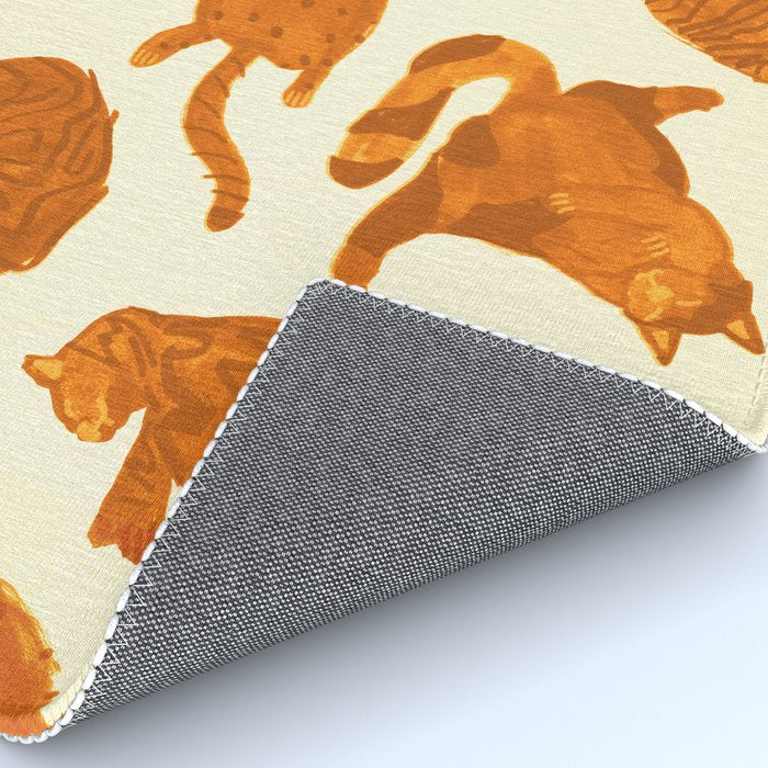 Sleepy Cozy Kitty Cats in Buttercup & Orange Rug Gallery Image 4